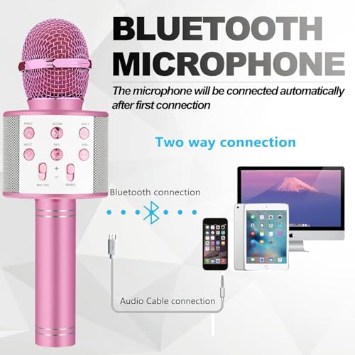 Image of Toys for Girls, Kids Karaoke Microphone Toddler Microphone for Kids with Lights, for Girls, Birthday Party Boys Toy Age 3 4 5 6 7 8+(Light Pink)