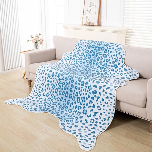 Tapete Leopardo estampado azul 198x158 cm miniatura 3