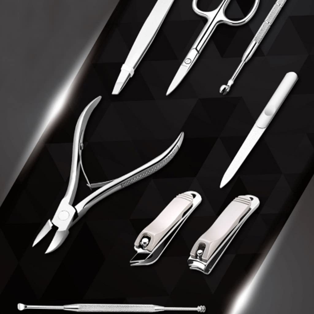 Set professionale per manicure, kit per pedicure, forbici per unghie, in acciaio inox, per unghie, per adulti e bambini, sicuro (colore nero)