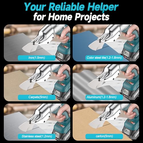 Yofuly Akku Blechschere Kompatibel mit Makita 18V Akku, 2 * 4000mAh Akkus Blechschere Elektrisch, 360° Drehbarer Kopf, Bürstenlose Elektro Metallschere Akku Schere für Bleche, PVC, Aluminium