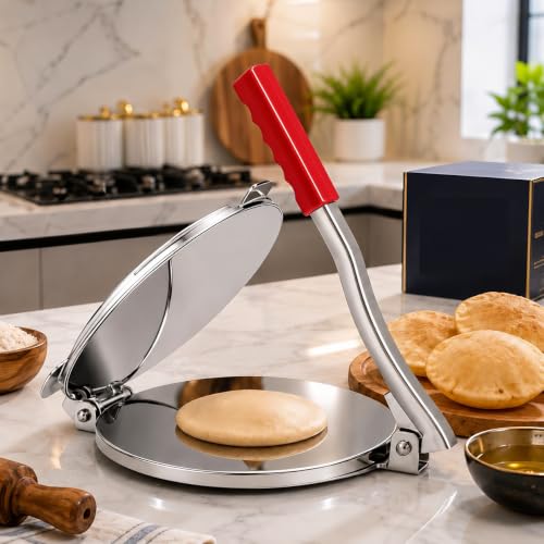 Image of 8 inch Manual Puri Maker Heavy Duty Puri Press Machine | Non-Stick Roti & Puri Press | Dough Maker for Chapati, Tortilla, Khakhra & Papad