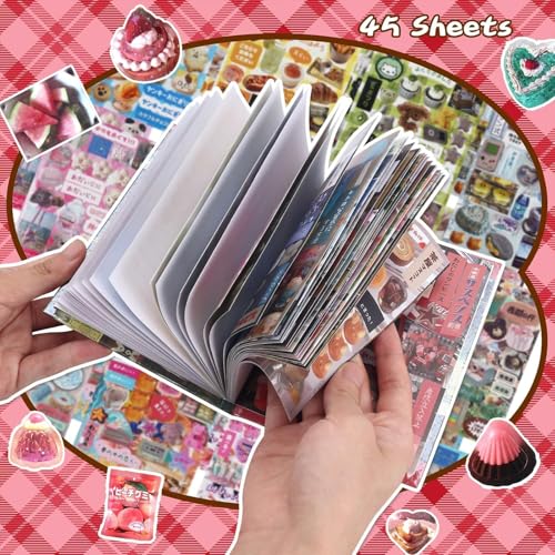 Image of ZURATO 45-Sheet Japanese Sticker Book with 800+ Stickers for DIY Crafts, Planner, Diary, Bullet Journal & Decoration, Retro Aesthetic Scrapbook Stickers for Journaling, (Red 800+ Sricker)