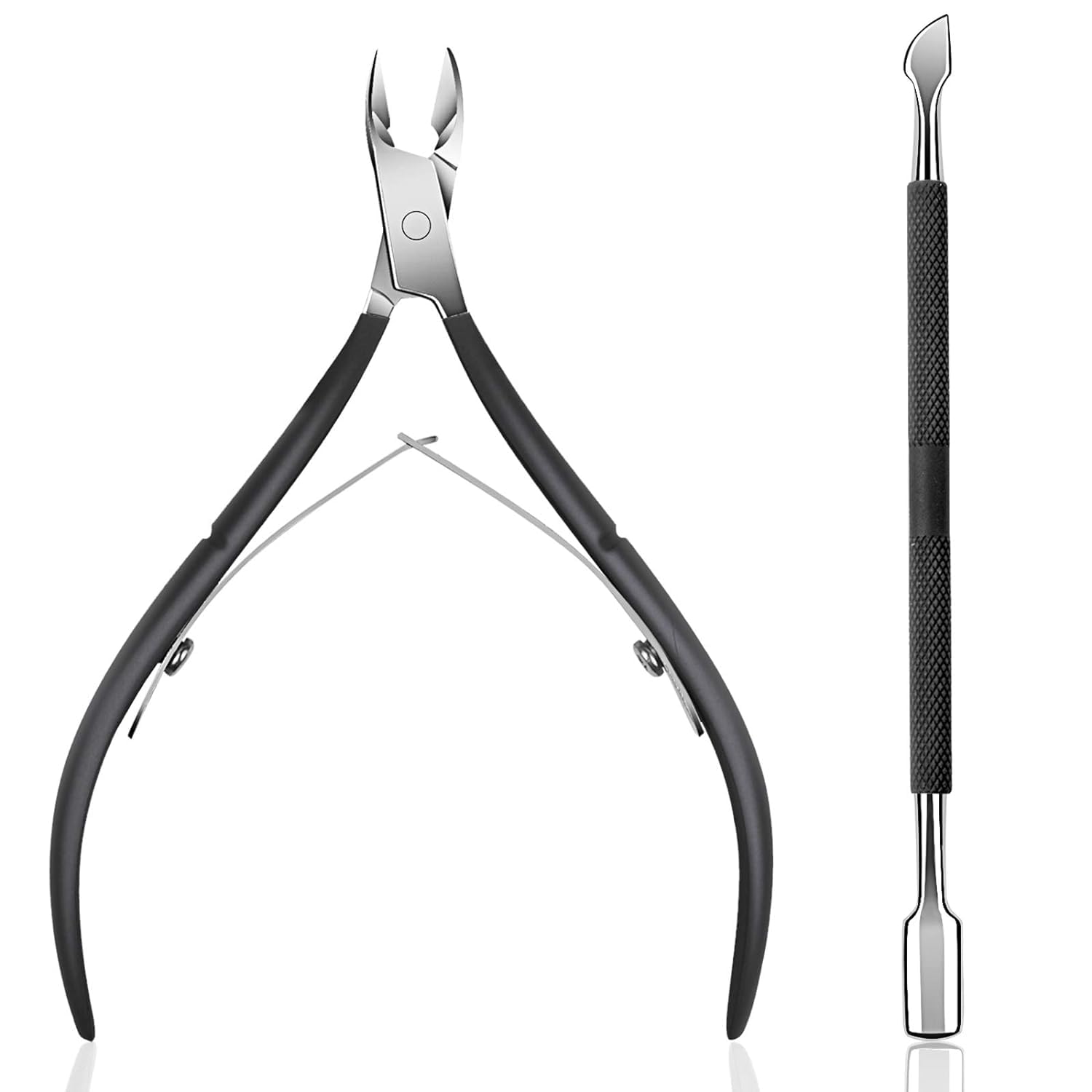 THR3E STROKES Cuticle Trimmer with Cuticle Pusher Cuticle Nipper Professional Grade Stainless Steel Cuticle Remover Cutter Clipper Durable Pedicure Manicure Tools (Black)-image-32