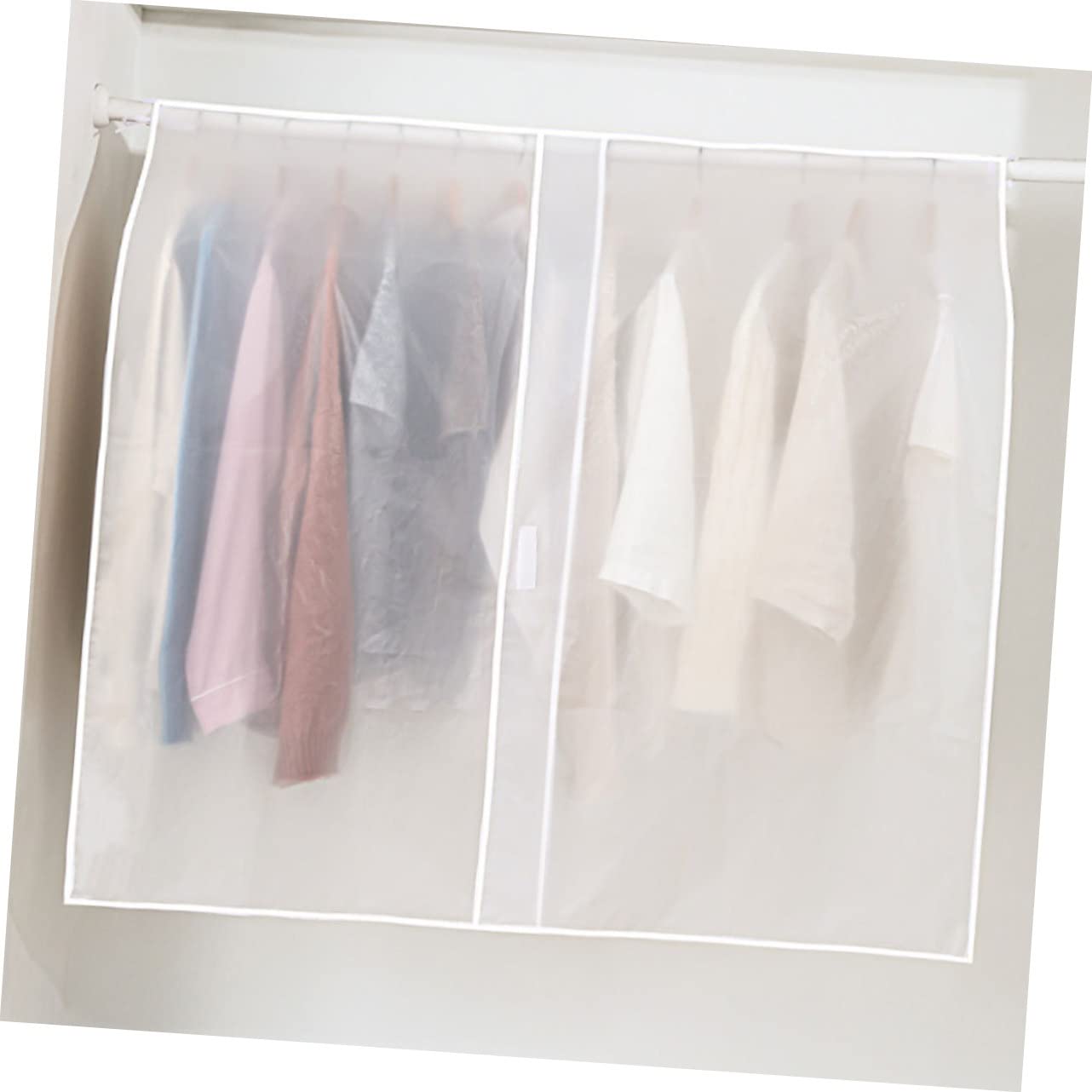Funda para Colgar Ropa Peva, Juego de 2 Piezas, Blanco | Perchero en Casa, Bolsa de Almacenaje para Armario, Diseño Seguro, Cobertura Transparente