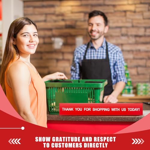 Teenyyou 2 Pcs Checkout Lane Divider Checkout Sign Double Side Printed Thank You for Shopping with Us Today Red Resin Tabletop Retail Counter Sign for Shops Stores, 16"L x 1.97"d Divider (Triangle) - Image 4