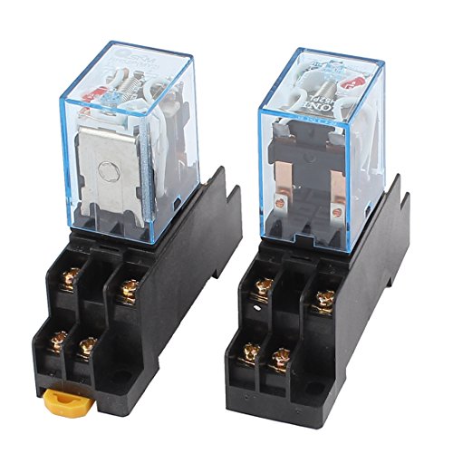 sourcing map 2 Piezas AC 110V/120V Bobina Relé de potencia electromagnética 8Pins DPDT de carril DIN de 35 mm