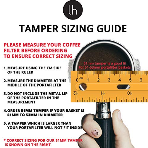 Image of LuxHaus 51mm Calibrated Coffee Tamper for Espresso Machine with Spring Loaded 100% Flat Stainless Steel Base