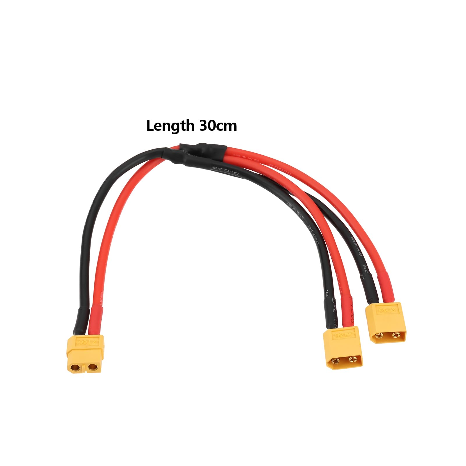 EMSea XT60 żeński na podwójny męski kabel przedłużający 12 AWG XT60 żeński do 2 XT60 męski adapter wtykowy przedłużacz do panelu słonecznego, generatora słonecznego, elektrowni statku (30 cm)