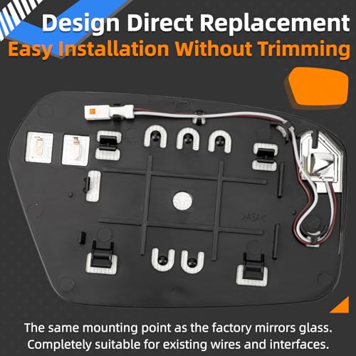 Image of Driver Side Mirror Replacement for Ford Fusion 2006-2012, for Lincoln MKZ 2007-2012 - Left Side Mirror Glass, Rear View Mirrors Glass with Power Heated & Blind Spot