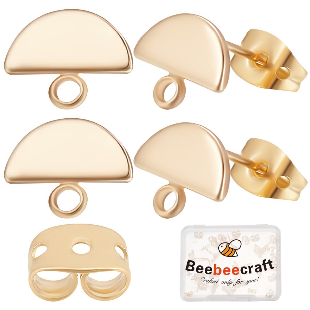 Fermoirs de boucles d'oreilles demi-cercle plaqué or 18k pour créations chics