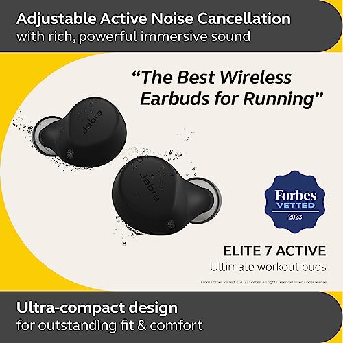 Jabra Elite 7 Active In-Ear Bluetooth Earbuds - True Wireless Sports Ear Buds Shakegrip For The Ultimate Active Fit And Adjustable Active Noise Cancellation - Black #TOP2