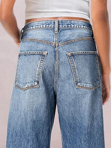 Flamingals Wide Leg Cropped Jeans for Women Trendy Mid Rise Ripped Raw Hem Wash Baggy Casual Ankle Denim Pants3