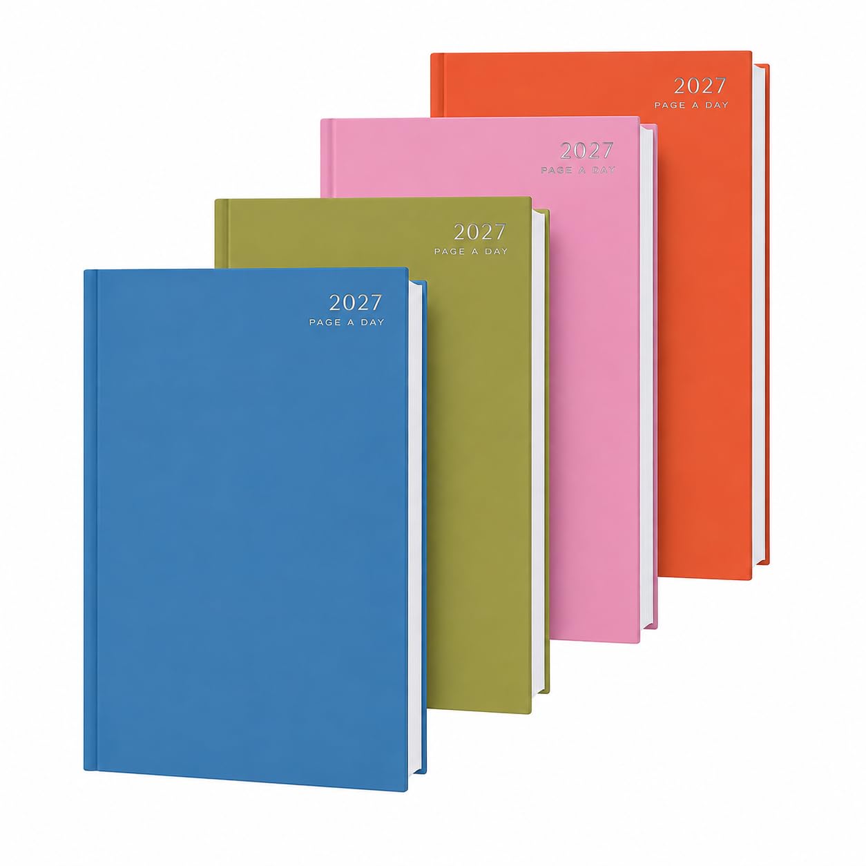 2027 A4 Colour Block Diary Week to View Half Page Weekends Diary Hardback Cover with Ribbon Bookmark | Sewn Binding | Year Planner, Notes & Travel Information | 29.5x21x1.6cm Assorted Colour Pack of 1