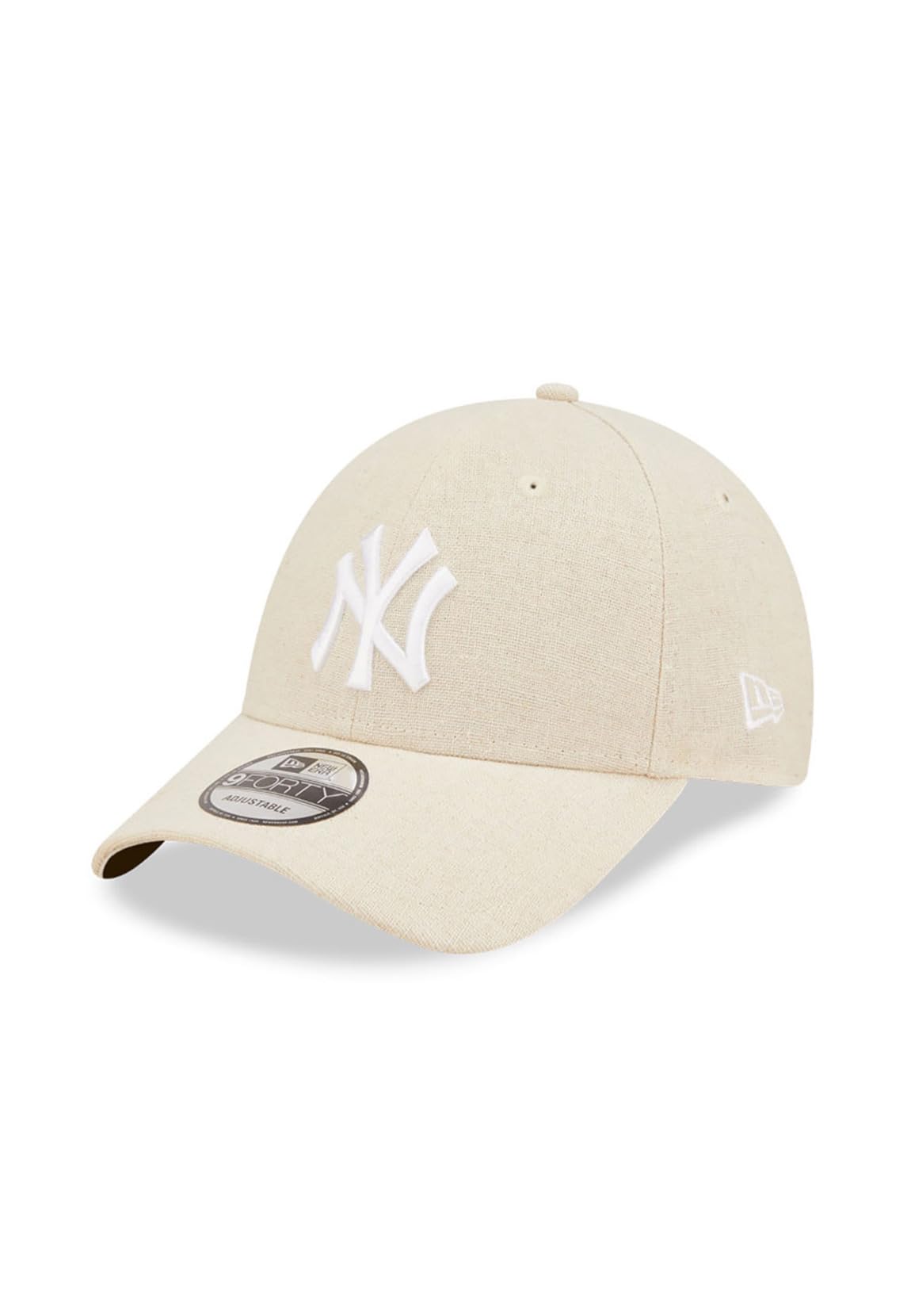 New Era Unisex Beige 9Forty Linen Ny Yankees Capera Women/Men - Curved Brim Cap Baseball Metal Buckle, With Peak, Peak Summer Spring-Summer - One Size