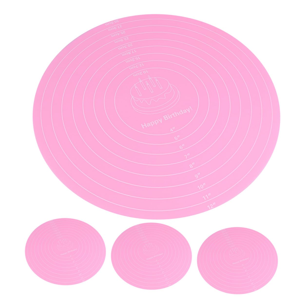PRETYZOOM 12 Stck. Backmatte Runde Nicht-Schicht-Matte Silikonpolster Kuchen Back Antirutschmatte aus Silikon Maße Fondantmatte Silikontischmatten runde Tortenunterlage Kieselgel Rosa