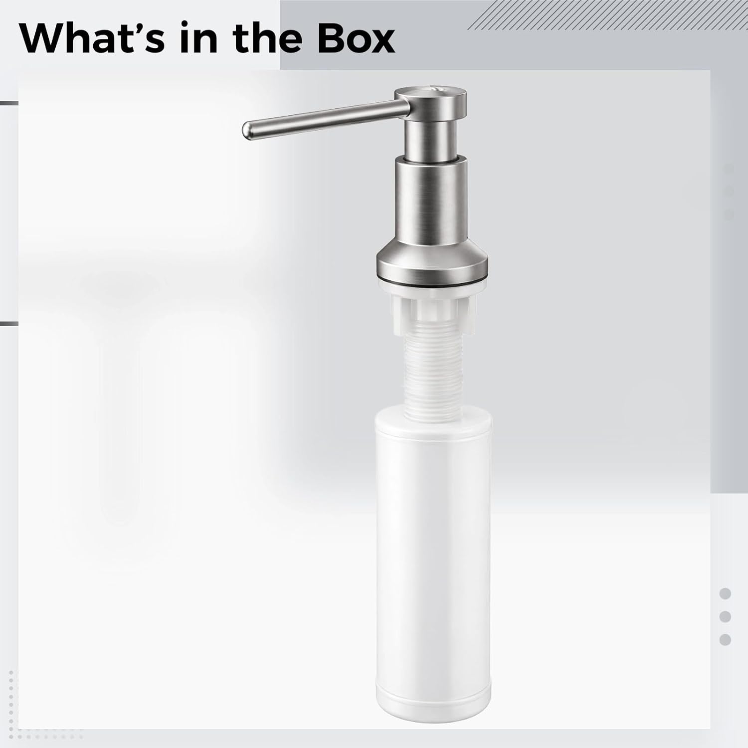 Brushed Nickel Soap Dispenser, 304 Stainless Steel, Built-in Countertop Liquid Detergent Hand Soap Pump Dispenser, 12.2 in Extension Tube, 11.83 Fl Oz Bottle