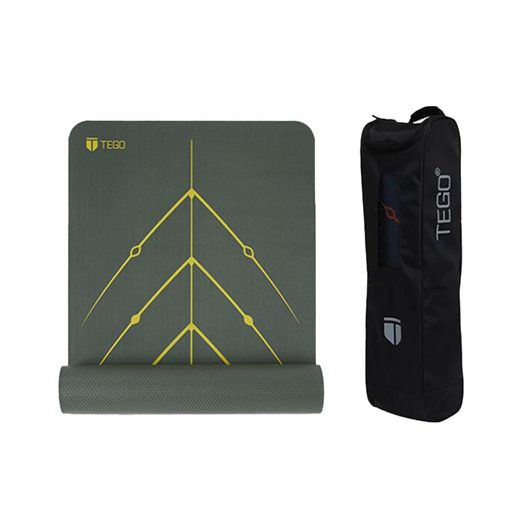 TEGO Stance Truly Reversible Yoga Mat Olive with bag GuideAlign - 5-6mm Thick come with cover 72x24 Inch-Exercise, Anti Slip, Grippy for men,women,kids-picture-22