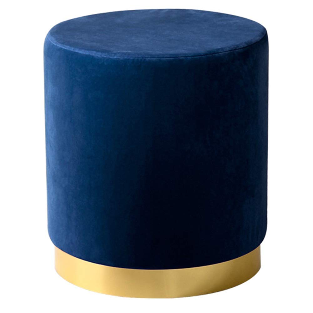 Repose-pieds ottoman rond bleu 30x40 cm pour salon et chambre