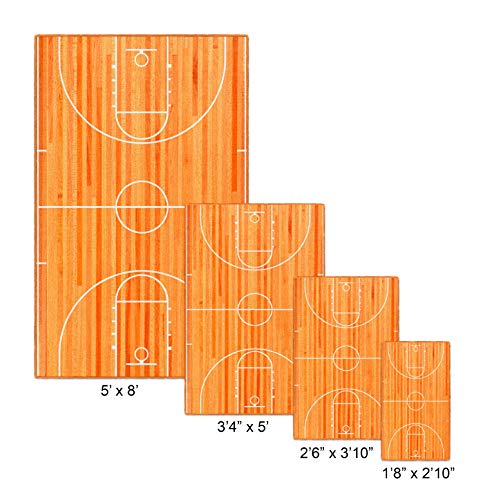 Brumlow Mills Basketball Court Sports Theme Area Rug For Teens Bedroom, Kids Playroom, Living Room Carpet Or Classroom Accent Rug, 3'4" X 5' #TOP5