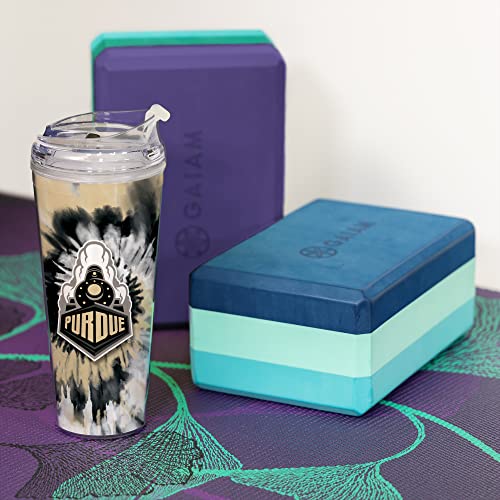 Image of Rico Industries NCAA Glitter 24oz Acrylic Glitter Tumbler with Hinged Lid, Officially Licensed Double Wall Tumbler with Straw