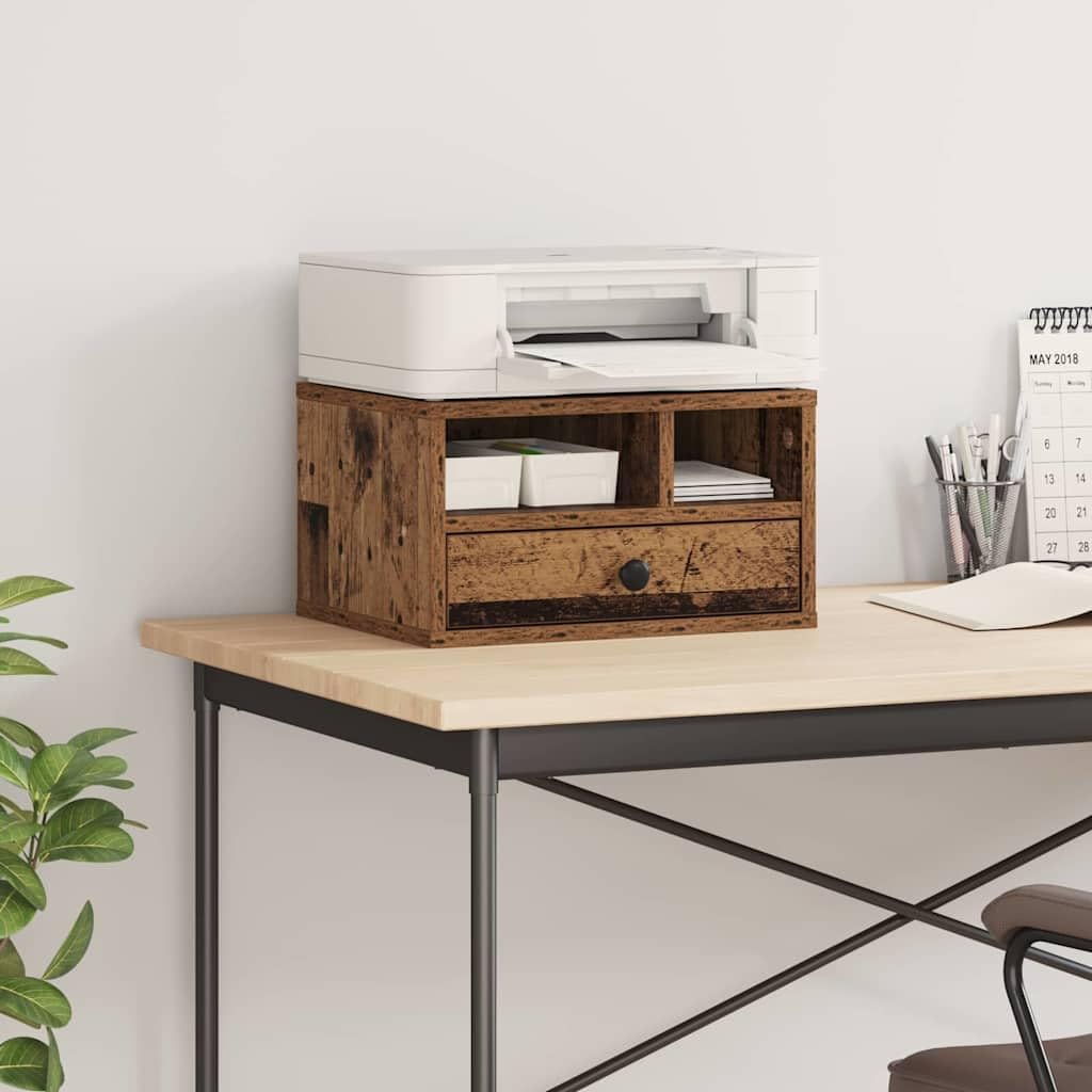 Druckerständer aus Holzwerkstoff mit Schublade, 40 x 32 x 24 cm, modernes Design für Büroorganisation und Stauraum