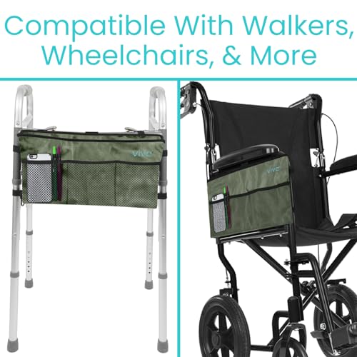 image for Vive Walker Bag - Accessories Wheelchair Basket Pouch (Water Resistant