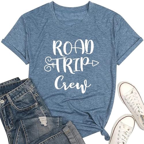 Road Trip Shirts for Women Funny Letter Print Tshirts Family Vaca...