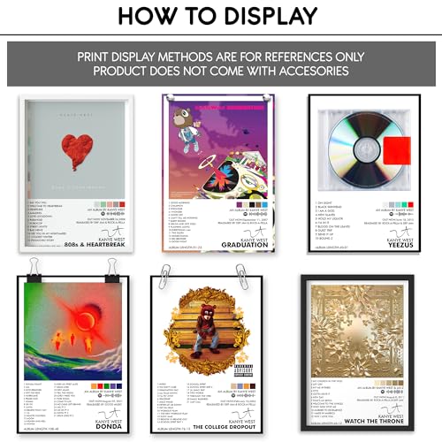 Image of Thepaper9store Pack of 12 - Kanye West Music Album Art Wall Posters 8.2x11.8 inch Adhesive Tape Attached Wall Decor, Music Poster, Wall Art For Bedroom, Living room, Office (Kanye West)