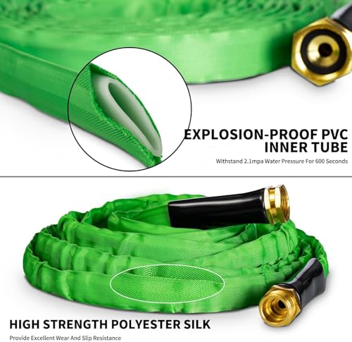 Garden Hose 50ft, Ultra Lightweight Flat Water Hose with 10 Function Nozzle by Aywenny - Used condition - Image 3