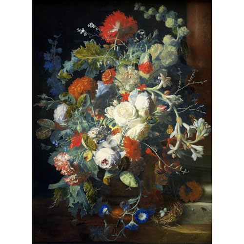 Vase en terre cuite et fleurs impression d'art grand format pour sublimer un salon élégant