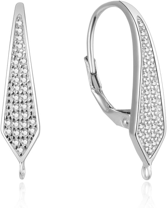 2 Pairs Adabele Authentic 925 Sterling Silver Fancy Leverback Earring Hooks 18 Cubic Zirconia CZ Tarnish Resistant for DIY Earrings Jewelry Making SS9-3
