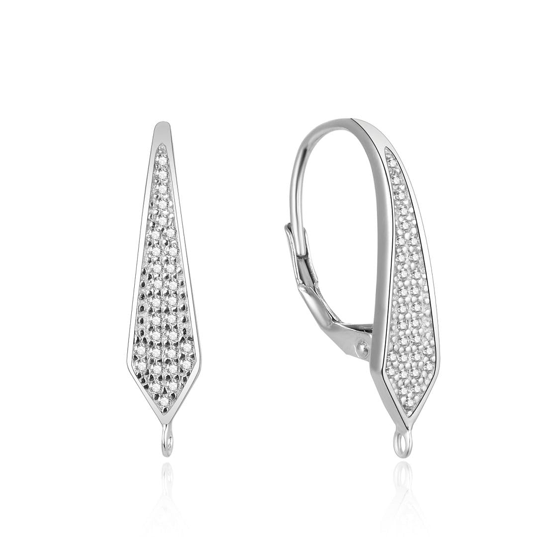 SS9-3 Ohrringhaken aus Sterlingsilber, mit Klappbügel, 18 Diamanten, Ohrdraht, Ohrdraht, für Ohrringe, Schmuckherstellung, 5 Paar