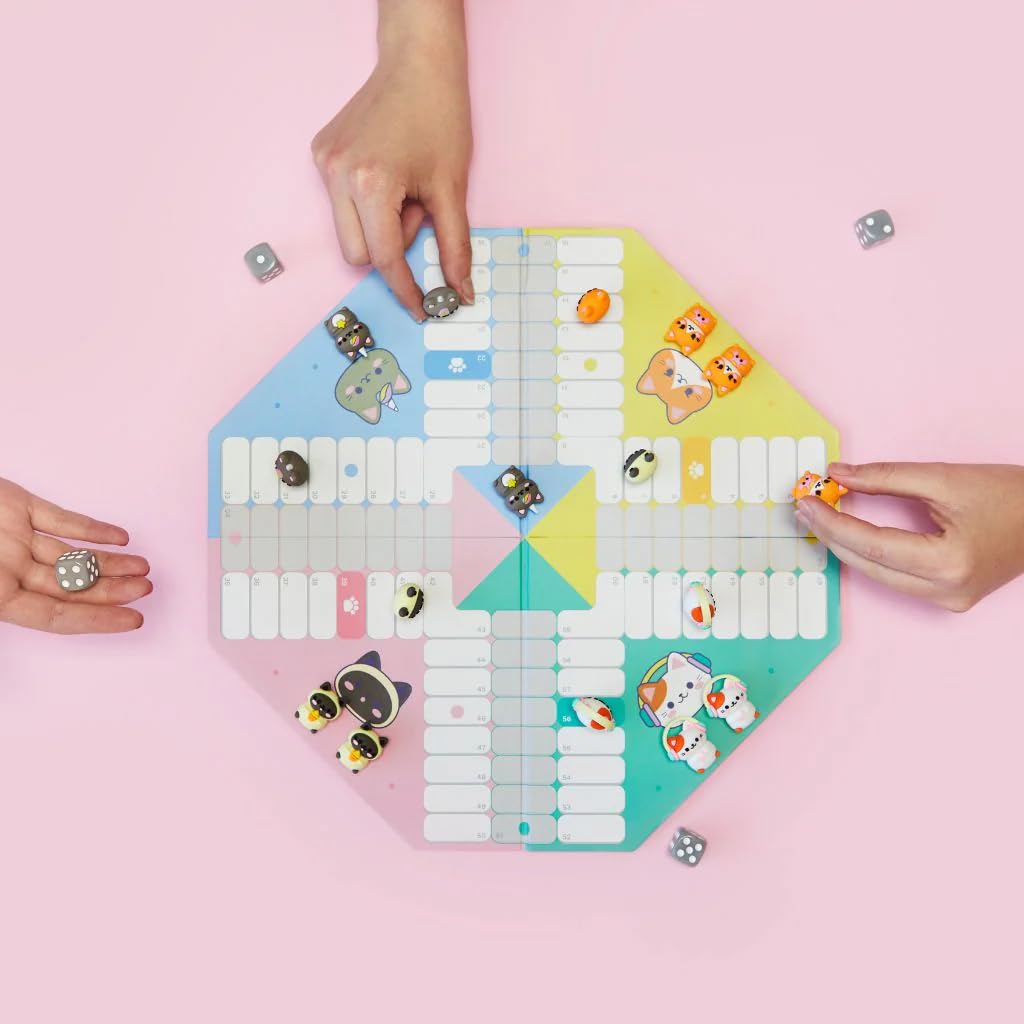 Balvi Gioco Da Tavolo Ludo Purrchisi - Versione Kawaii Con Gatti, 22 Pezzi, Per 4 Giocatori