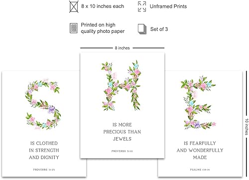 Miniatura 2 de She Is Clothed With Strength And Dignity - Fearfully And Wonderfully Made - She Is More Precious Than Jewels - Proverbs 31 -Psalm 139 Wall Art -