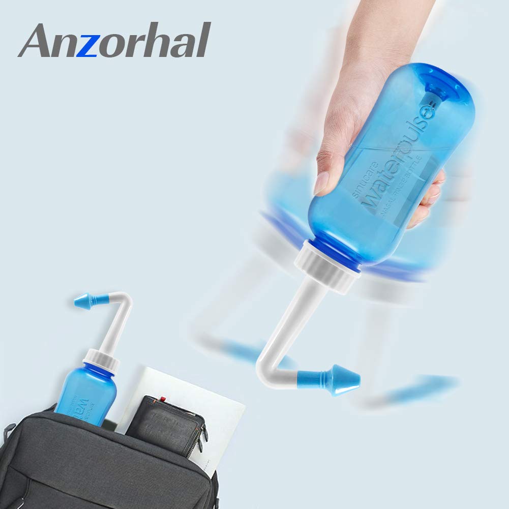 ForeverCover Pot de lavage nasal avec sel, pot Neti pour laver le nez, 300 ml de pot Neti avec 30 sachets de sel pour disque nasal et autocollant thermomètre, kit de pot Neti pour adultes et enfants