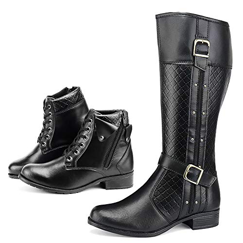 Kit 2 Pares de Bota Feminina Cano Longo com Bota Cano curto Sapatofran (35, PRETO-PRETO)