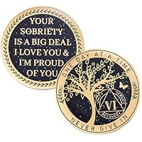 LParkin 6 Jahre Nüchternheit Münze, Baum des Lebens Nüchternheit Münze, 6 Jahre AA Münze, Nüchternheit Geschenke für Männer und Frauen, nüchterner Jahrestag Token, Alcoholics Anonymous Medaillon
