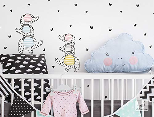 Dekodino® Adesivo murale elefanti con punti set di...
