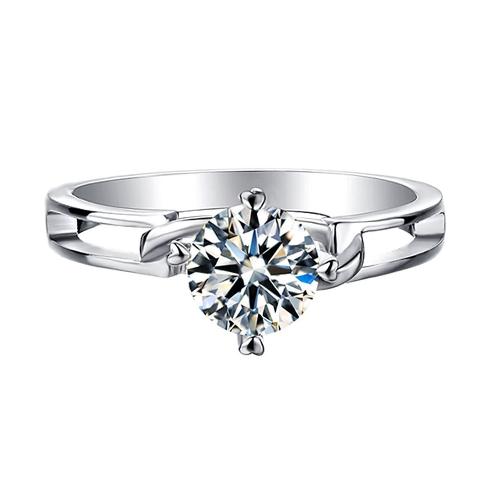 WXKAGF Ringe im Vintage-Stil, Verlobungsringe, Gedenkringe für Frauen, Herz-Krappen-Unendlichkeitsband, Silber mit weißem, rundem, brillantem Moissanit-Sterlingsilber