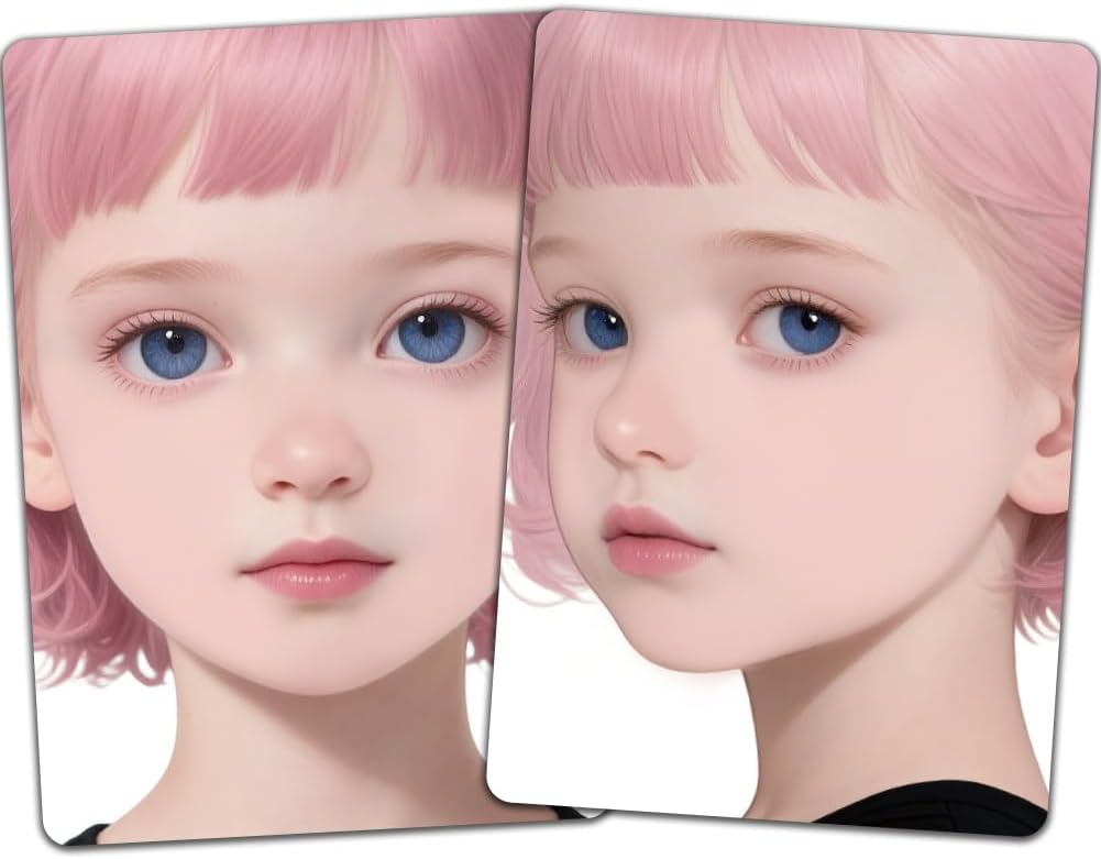 2PCS Face Painting Practice Board, Reusable Makeup Practice Board A4 Facial Painting Template Stage Festival Carnival Makeup Training Tool for Face Painter Beginner (Pink Hair Woman)
