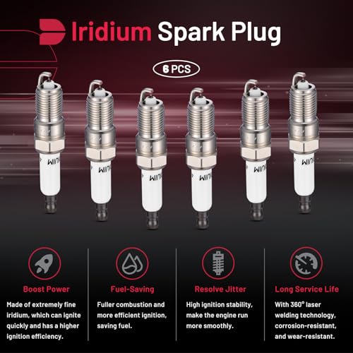Image of BDFHYK 41-962 Iridium Spark Plugs Compatible with Buick LaCrosse,Escalade CTS,Compatible with Chevy Avalanche Express Tahoe, Envoy Savana Sierra Yukon 4.8L 5.3L 6.0L V8 Replacement for 94567 Set of 6