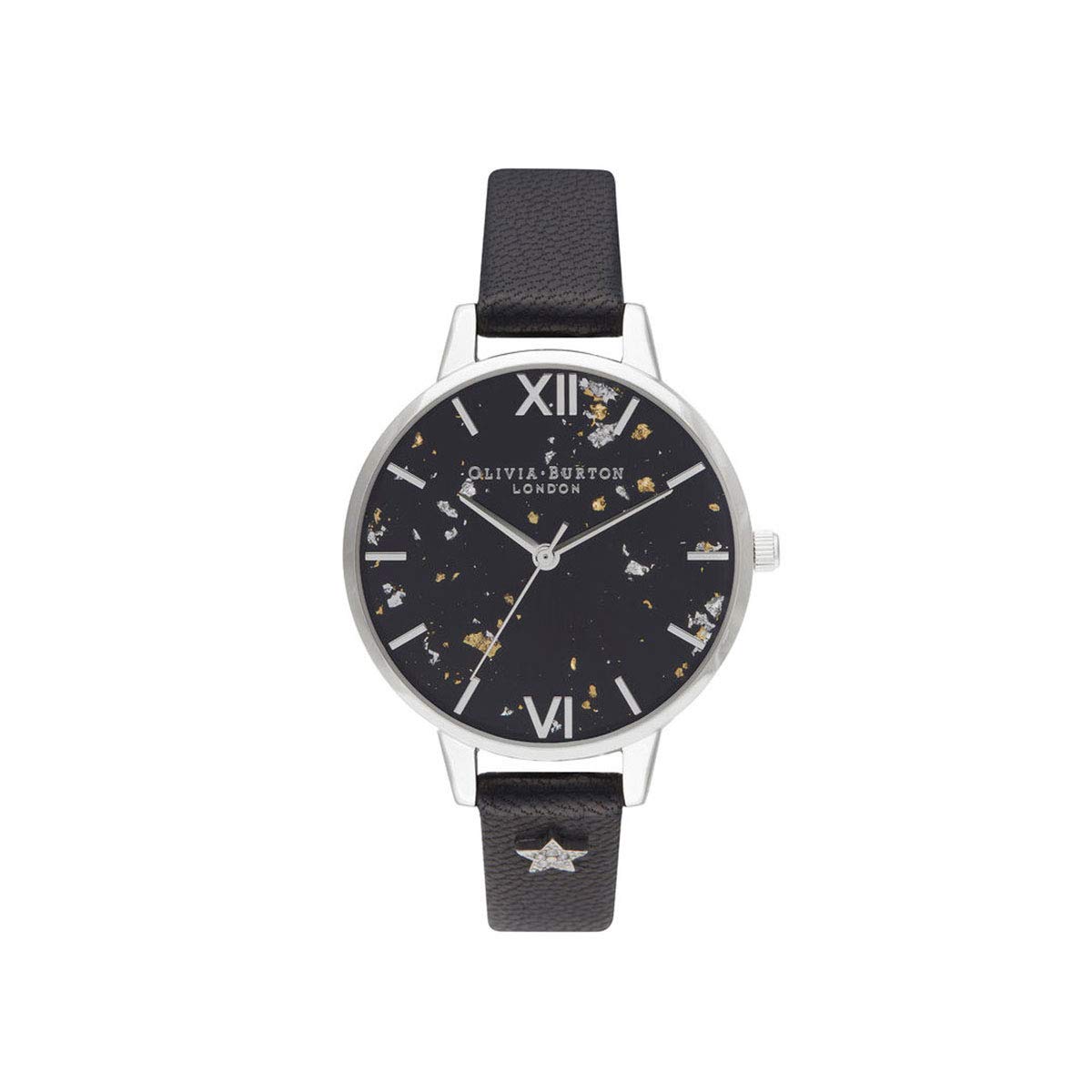 Olivia Burton Leather Analog Black Sunray & Gold & Silver Leaf Dial Womens Watch-Ob16Gd13 (B07SB9HJKH) Amazon Price History, Amazon Price Tracker