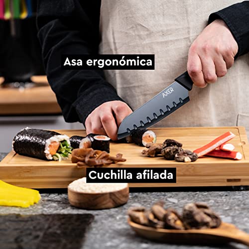 Axer Juego de Cuchillos de Cocina Negra - 6 Piezas Set Cuchillos Cocina Profesional - Set de Cuchillos Inox - Juego Cuchillos Para Chef - Knife Set - imagen 3