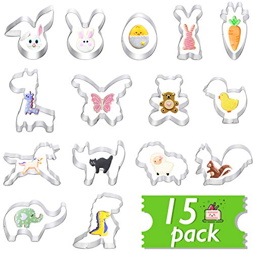 wilbestu00ae Emporte-pièces, 15 Pâques Emporte Piece Patisserie en Acier Inoxydable, Cutter Forme pour Fruits Légumes Sandwich biscuits Cookie Gâteau Fondant Pâtisserie, Cadeau de vacances idéal