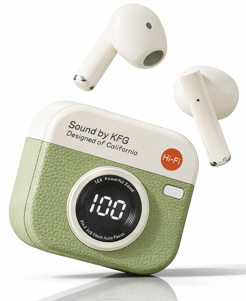 Image of Aura TWS Earbuds with Digital Display, BT 5.49+ENC for Clear Calling, Low Latency Gaming Wireless Headphone, 36 Hours Play, Immersive Sound, Touch Control, IPX4 & Voice Assistance. (Green)