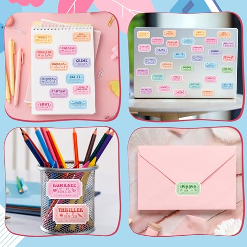 Image of Book Ticket Sticker Roll - 2 Rolls Waterproof Vinyl Ticket Design Self Adhesive Library Decals for Laptop Water Bottle Journal Scrapbook Reading Log Reward Chart Classroom Bulletin Board Gift