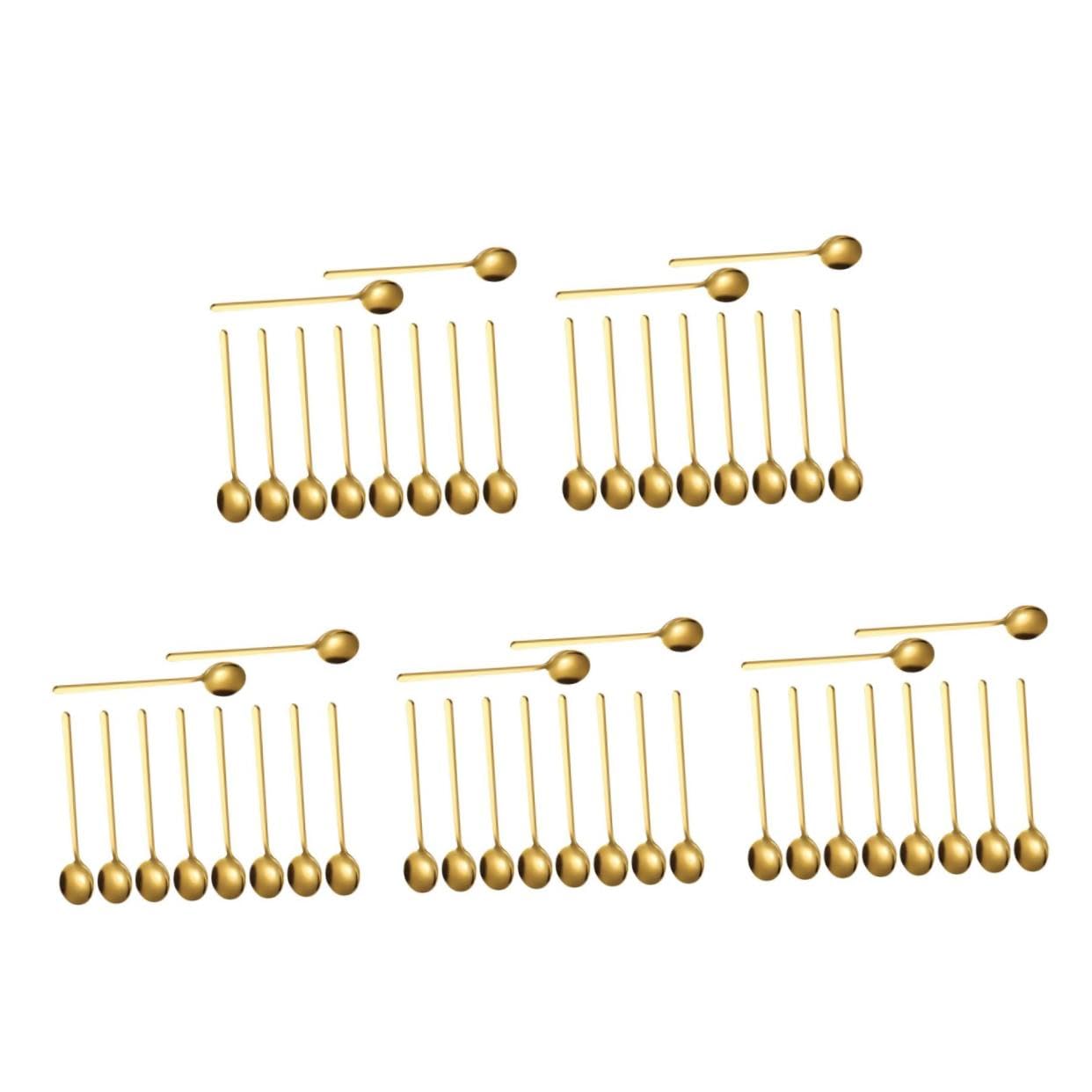 Cuillères à thé en métal et louches en inox doré pour café, lot de 50