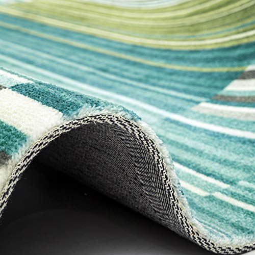 Decomall 8'X10' Striped Area Rug Modern Geometric Carpet Multi Color For Living Room Bedroom #TOP3