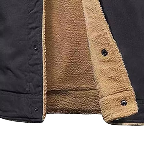JEShifangjiusu Men'S Warm Sherpa Lined Fleece Coat Button Down Outdoor Jackets Shirt Casual Winter Cotton Military Jacket3