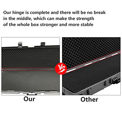 Stuffygreenus 44 Inch Oversized Rifle Gun Case, Protective Roller Tactical Rifle Hard Case With Cuttable Foam, Waterproof & Crushproof, Great For Rifle, Gun, Bow, Camera And Electronic Keyboard Storing #TOP1